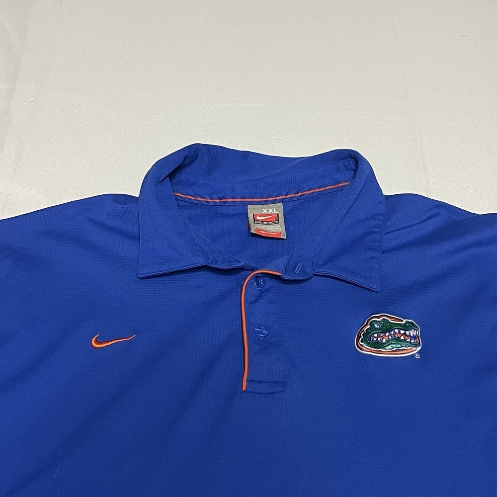 Vintage Nike Florida Gators Polo Shirt Mens 2XL Blue Dri Fit Team Nike Y2K